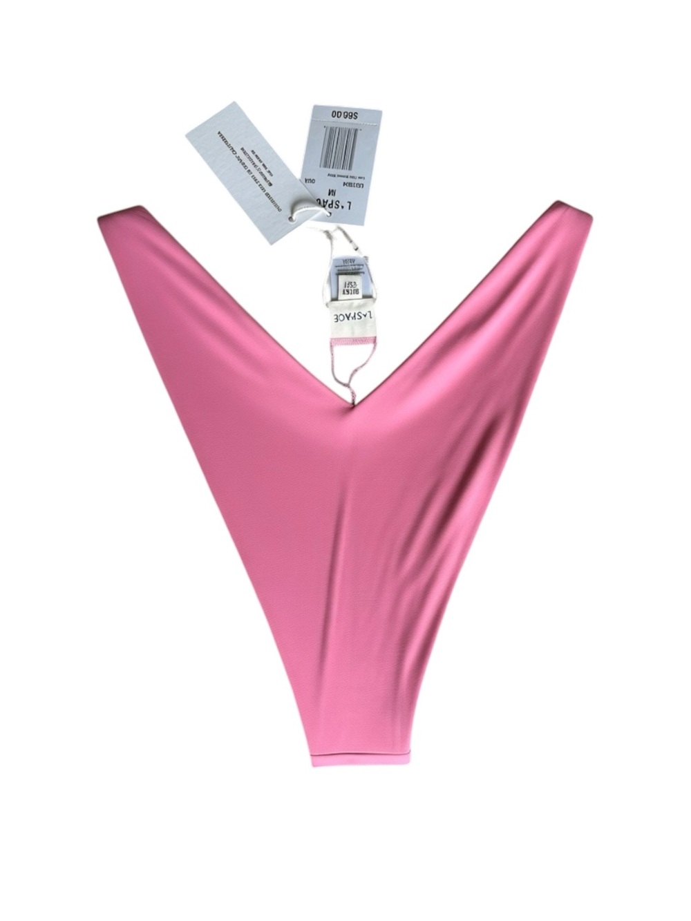 L*Space Low Tide Bitsy Bikini Bottom Guava Pink Ribbed Swimwear NWT Size XS - Picture 5 of 8